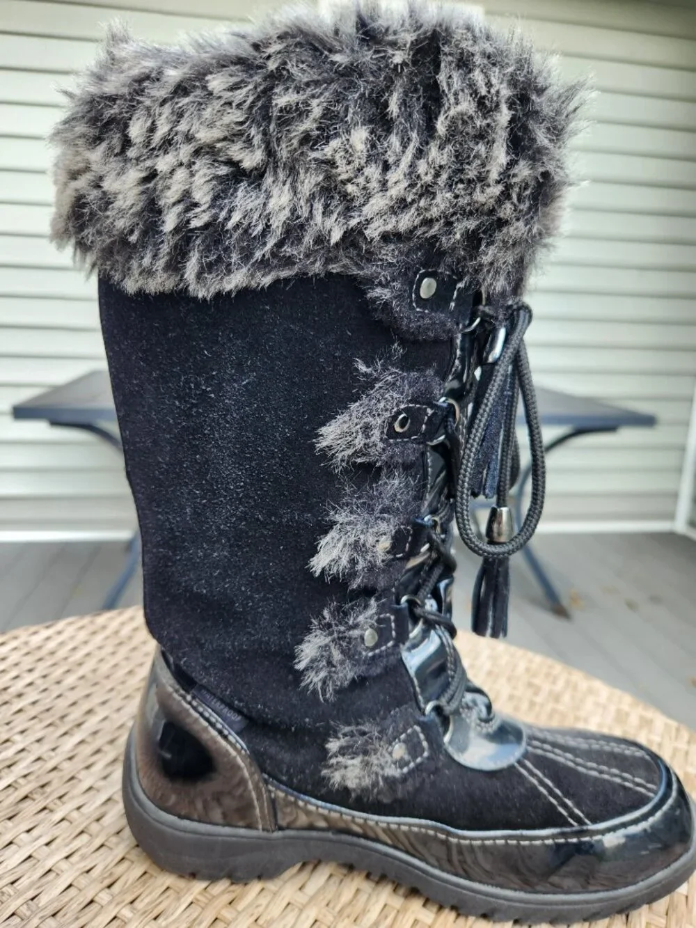 Sporto Style Millie Women’s Black Faux Fur Lace-Up Winter Boots Size 6.5